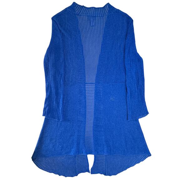 Chico's Travelers Cardigan Womens Sz S (0) Blue Long Open Ribbed Knit Sweater - Picture 2 of 5